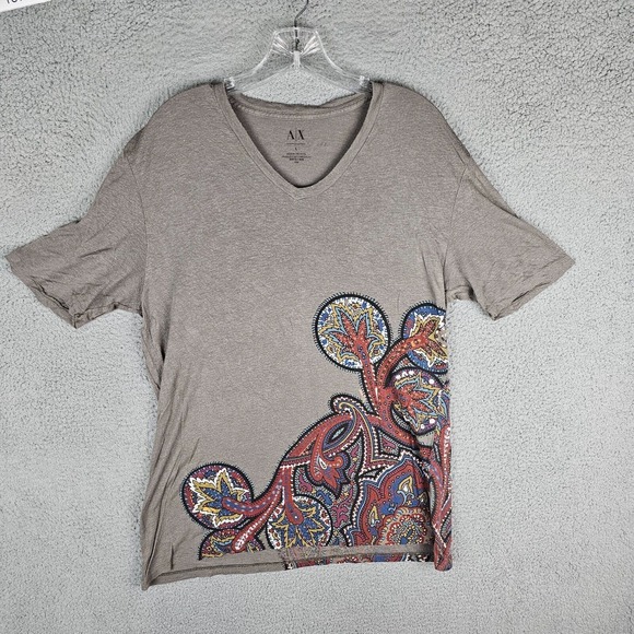 Armani Exchange Tops - A/X Armani Exchange T-Shirt Women’s Color Graphic Large Tee V-Neck Paisley